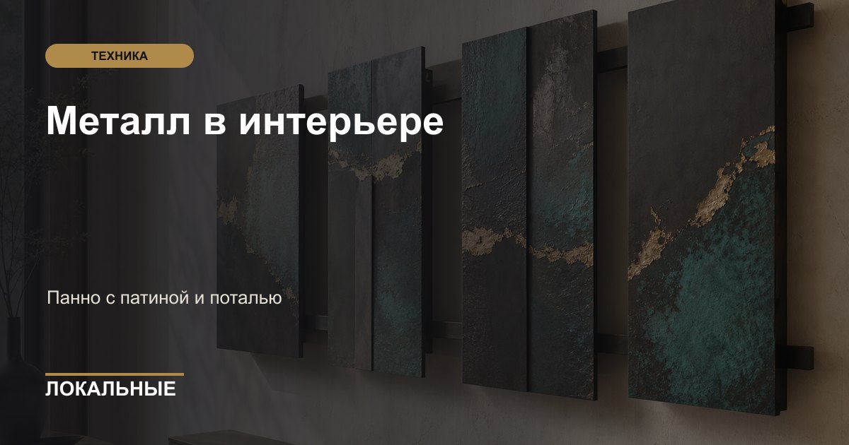 Металл в интерьере: панно с патиной и поталью