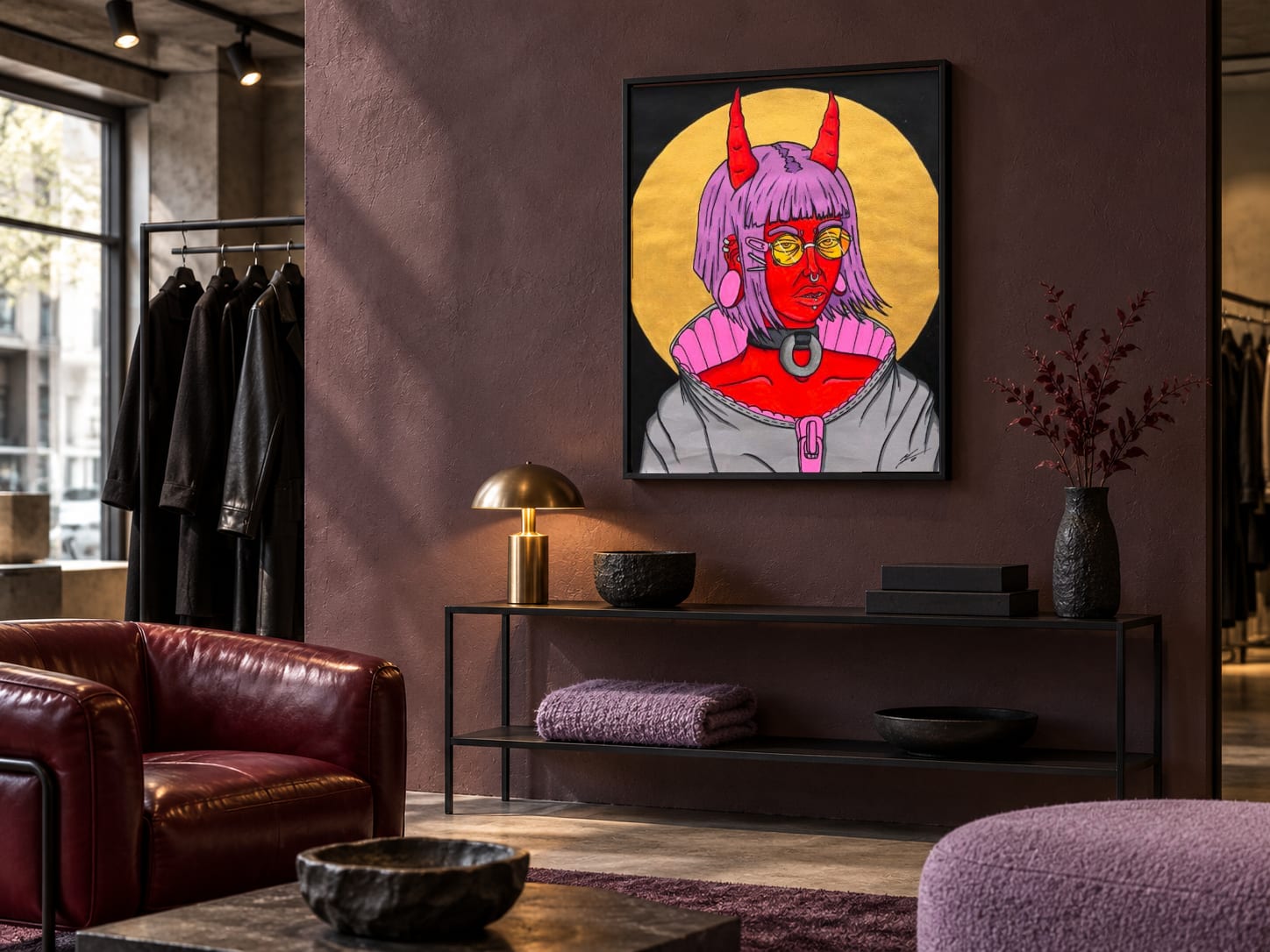 Красный в интерьере концепт-магазина, размер 50×40 см