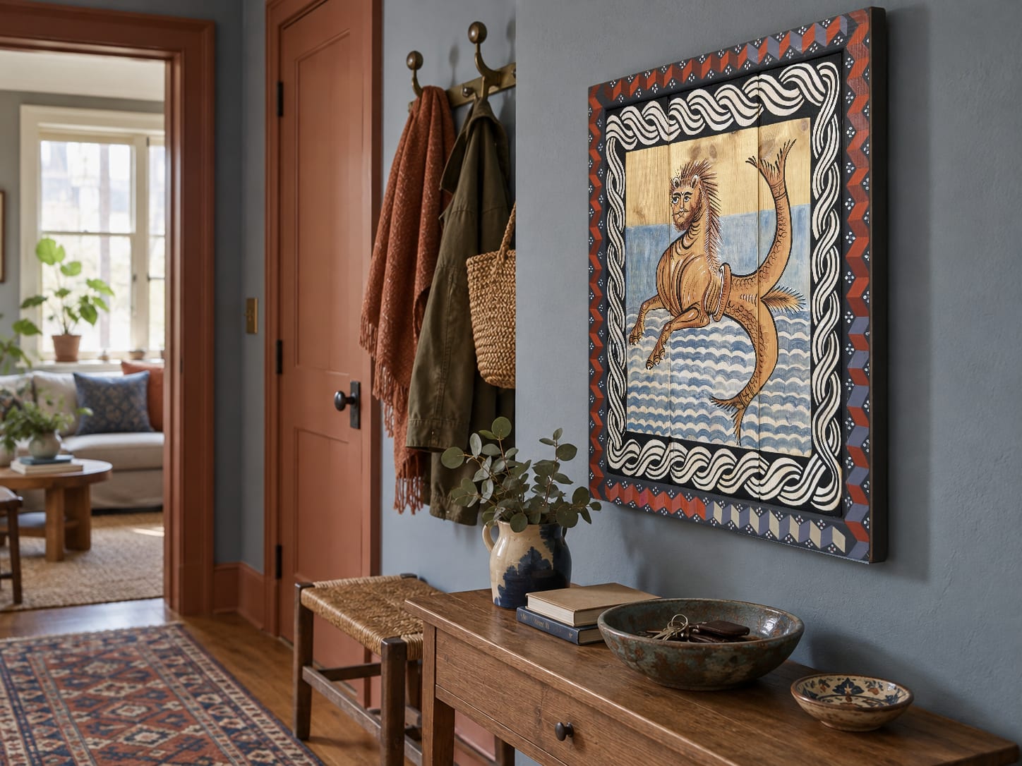 Морской лев в интерьере квартиры, размер 51,3x42,6 см