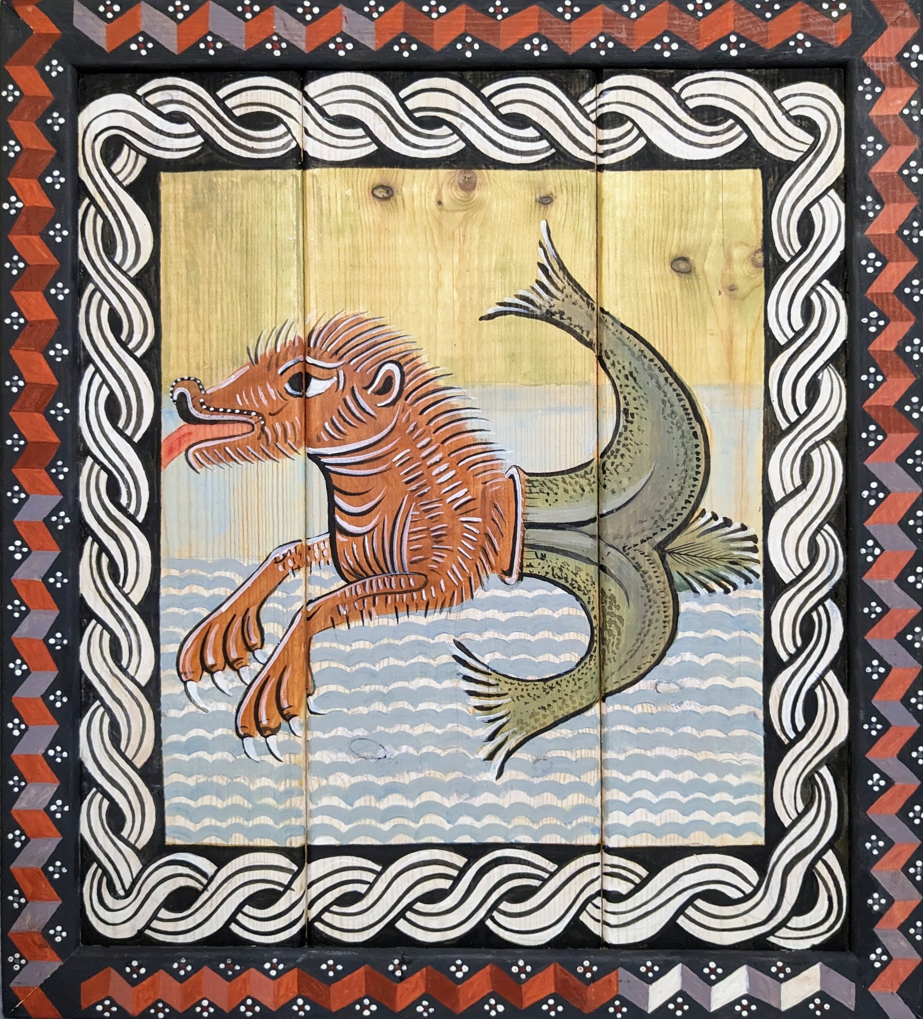Морской тигр, Екатерина Шайдук, графика, дерево,акрил,лак