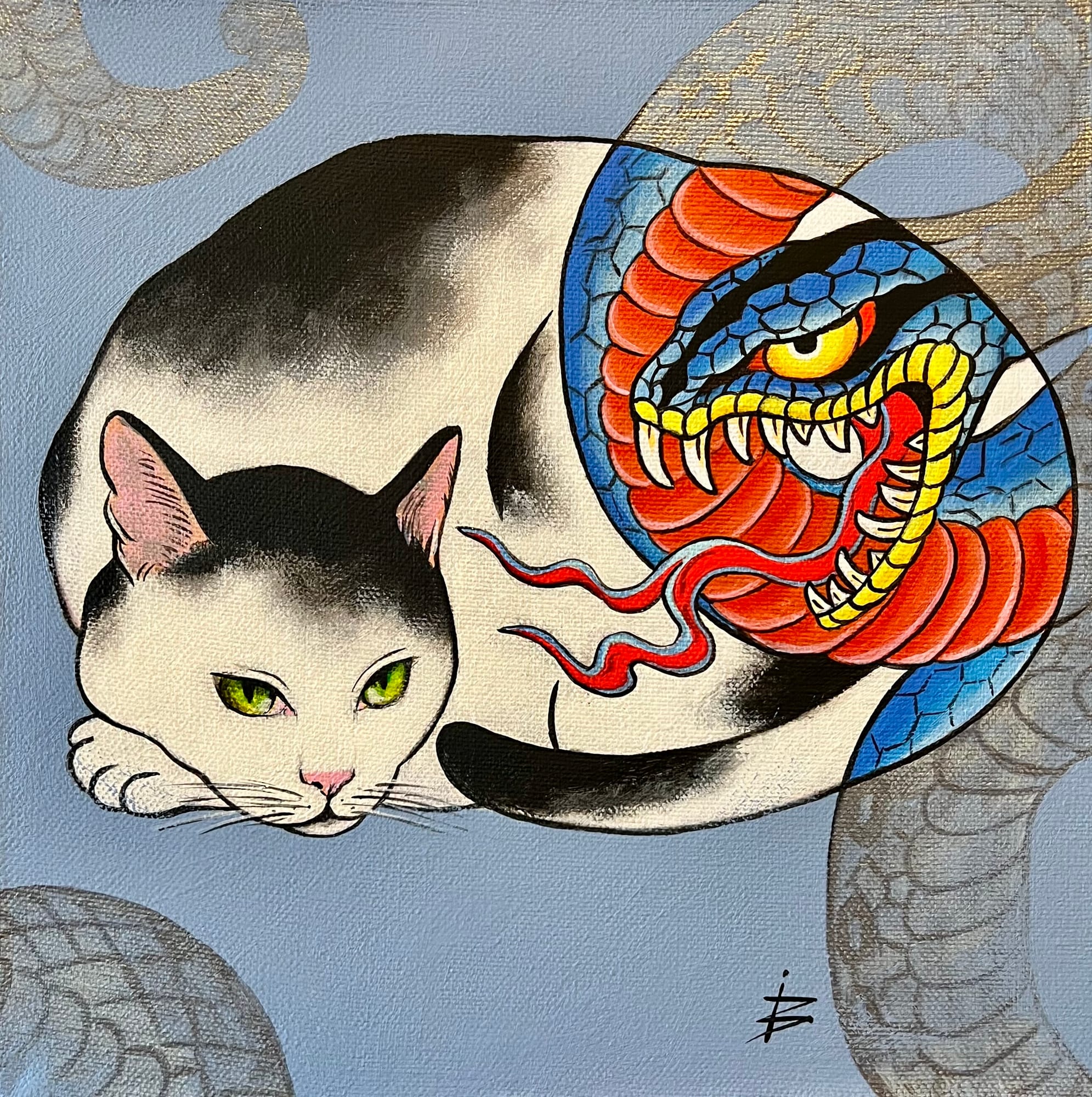 Котик, Исаенкова Виктория, картина, холст, акрил