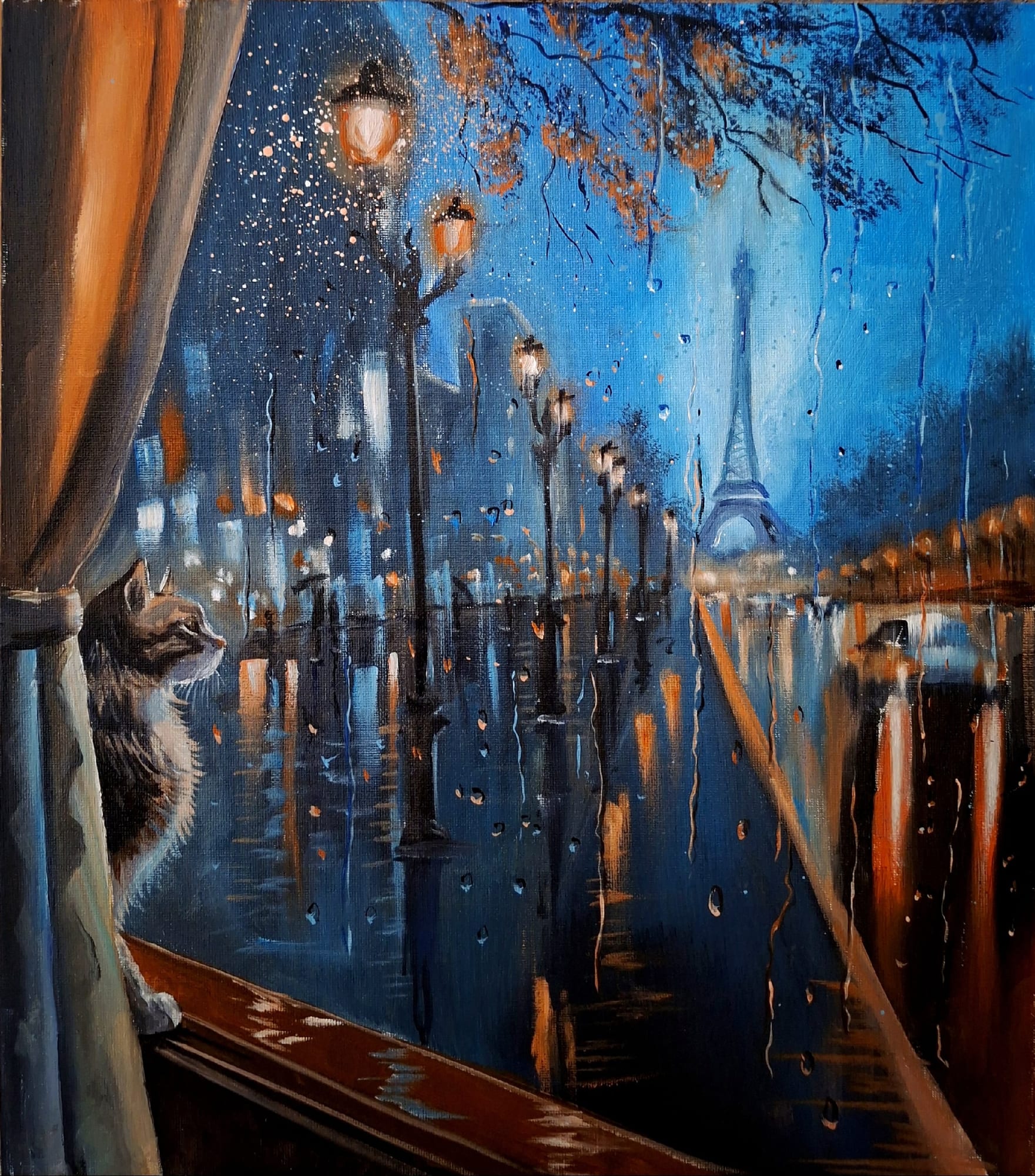 Дождь за окном, Косицкий Андрей Андреевич, картина, масло, холст