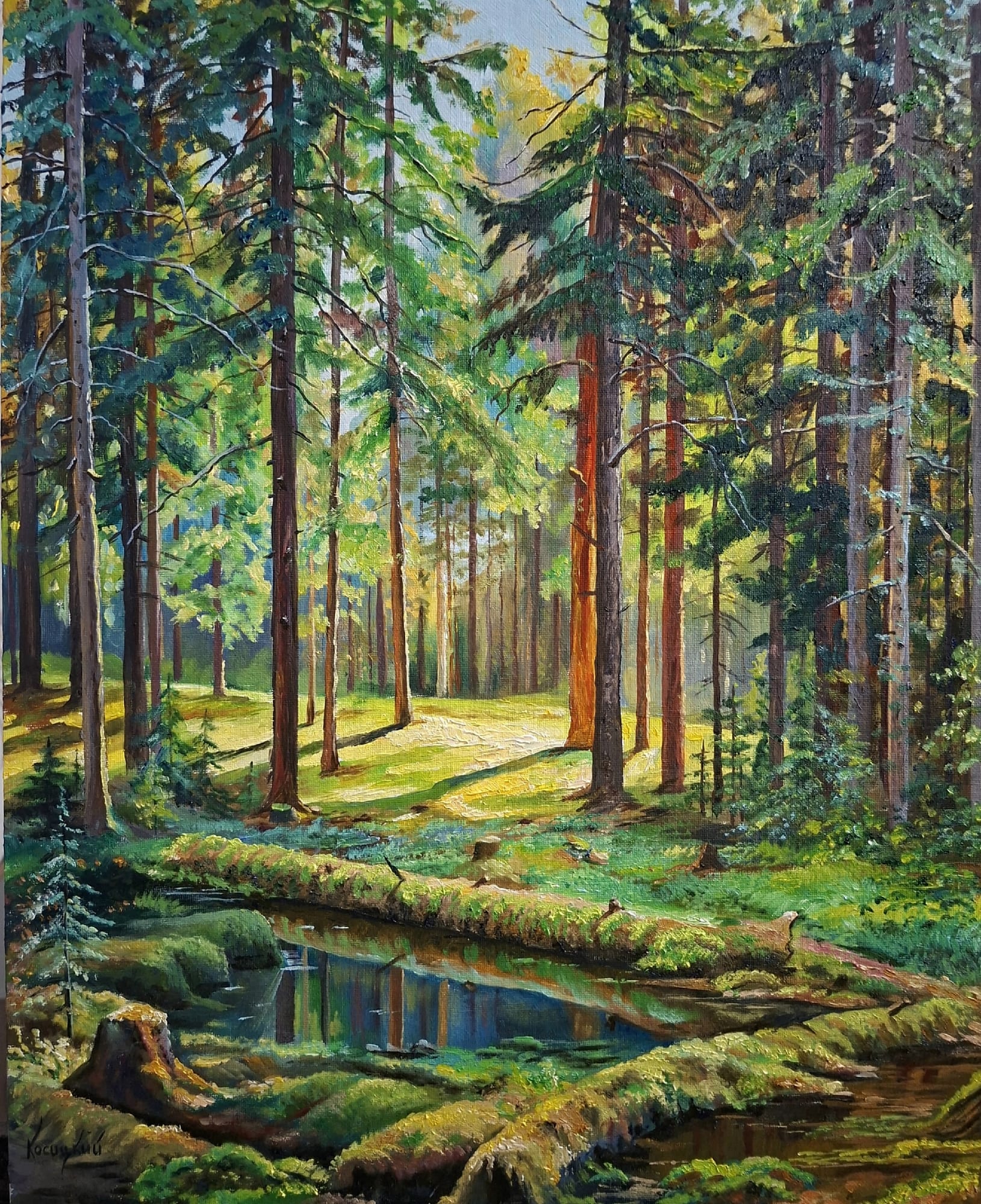 Хвойный лес, Косицкий Андрей Андреевич, картина, масло, холст